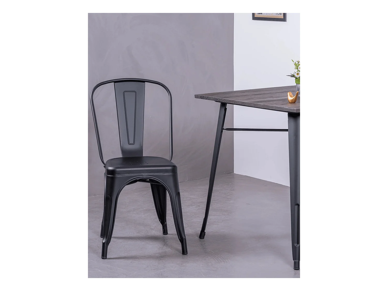 Set van 4 stapelbare metalen stoelen - Bistro - Zwart