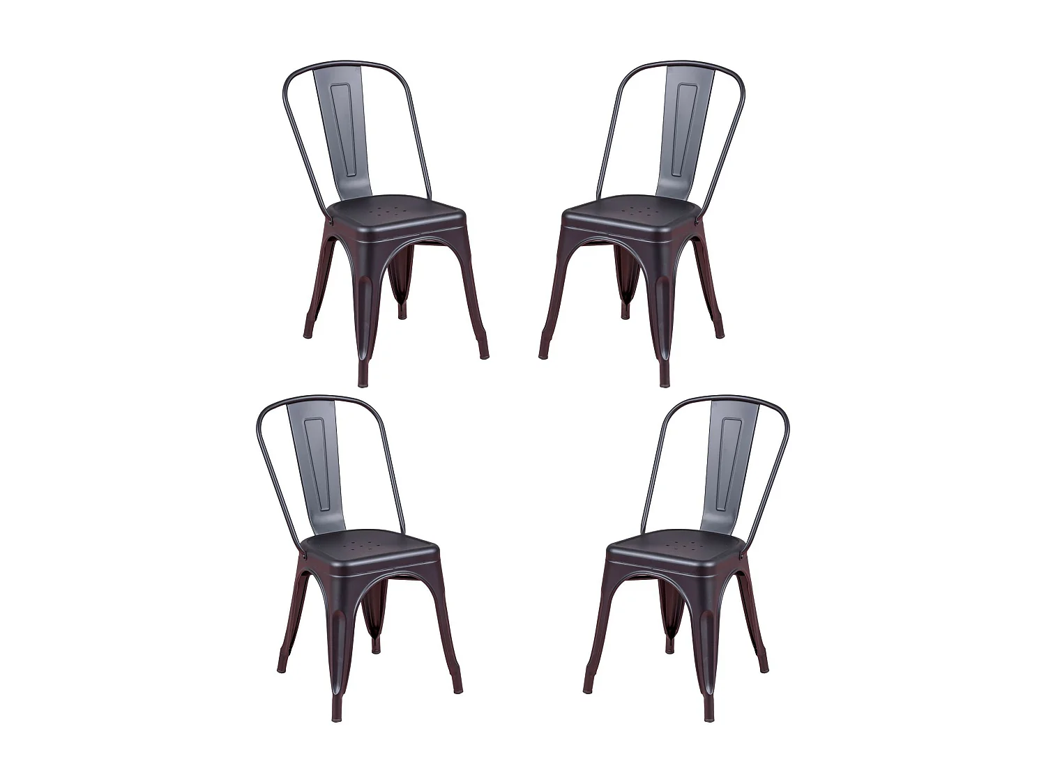 Pack de 4 chaises empilables en métal - Bistro - Noir
