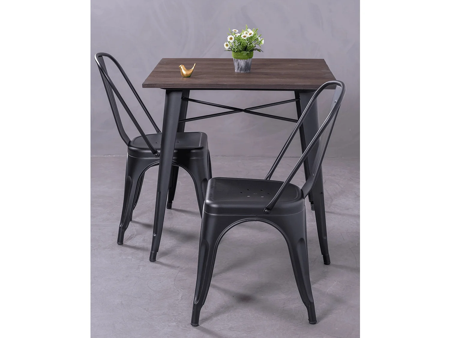 Pack de 4 chaises empilables en métal - Bistro - Noir