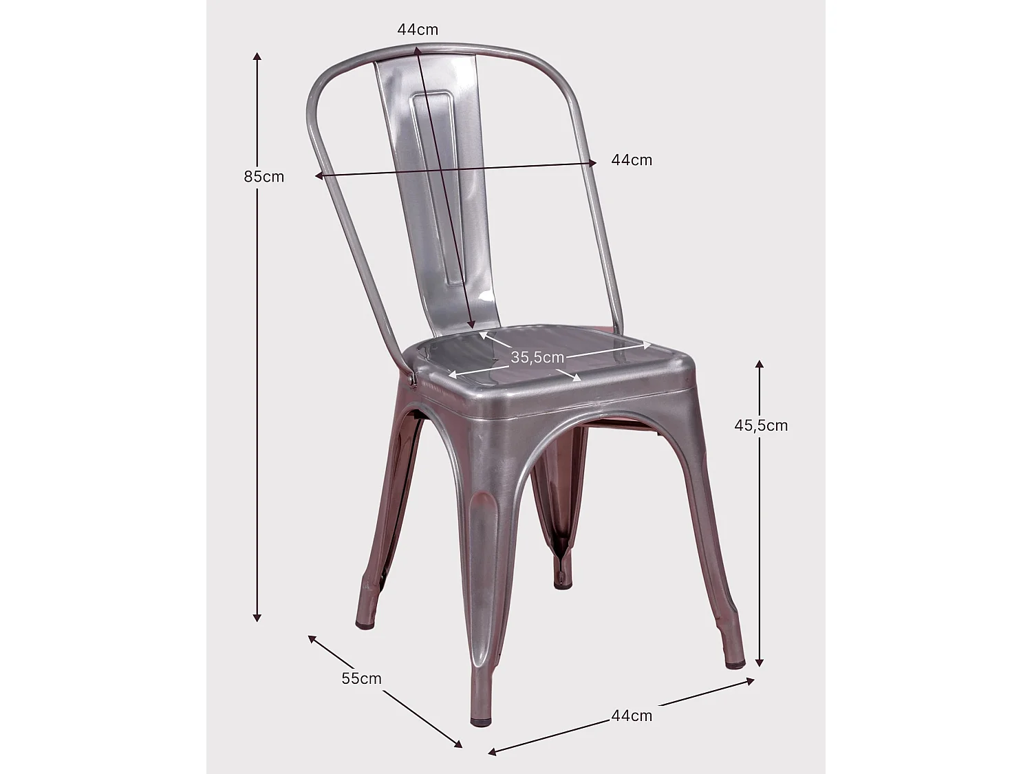 Pack de 4 chaises empilables en métal - Bistro - Noir