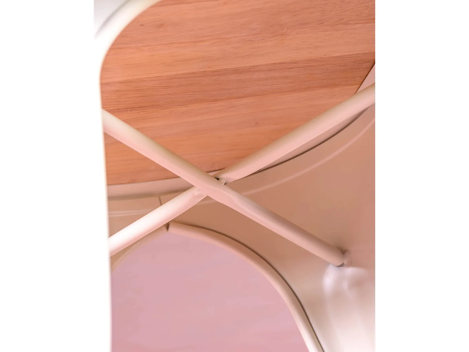 Set van 4 metalen stoelen met houten zitting - Bistro - Wit