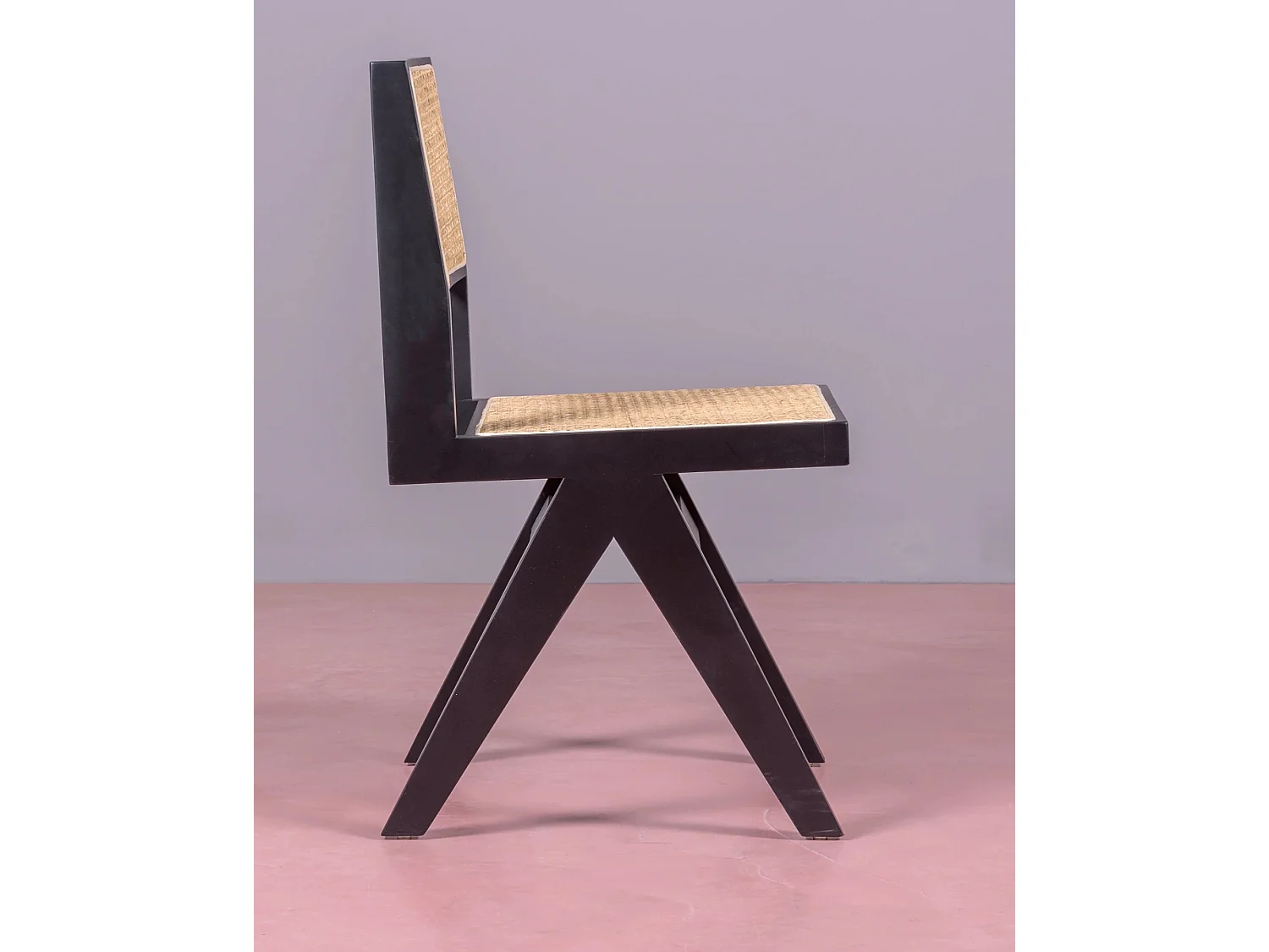 Lot de 2 chaises classiques en bois et rotin naturel - Compass - Noir