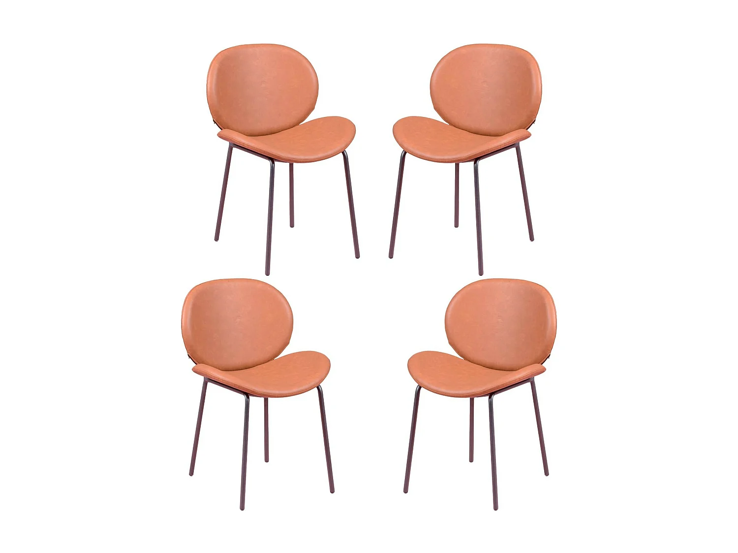 Kavel van 4 vintage stoelen bekleed met kunstleer - Slice - Bruin