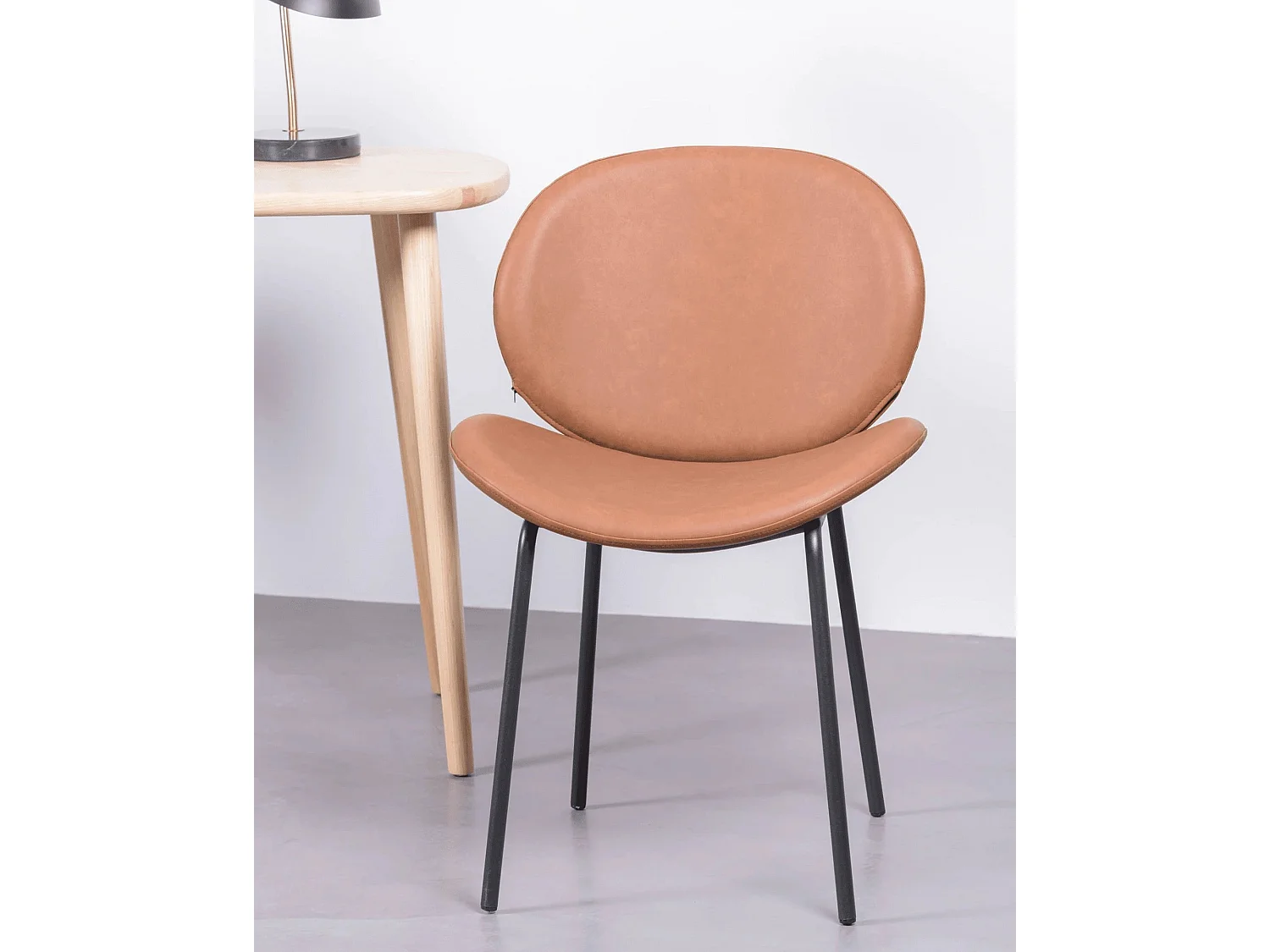 Kavel van 4 vintage stoelen bekleed met kunstleer - Slice - Bruin