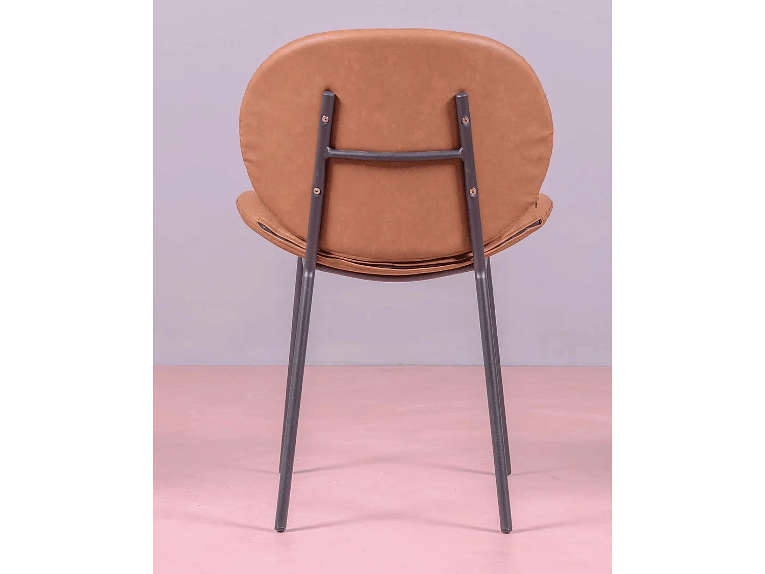 Kavel van 4 vintage stoelen bekleed met kunstleer - Slice - Bruin