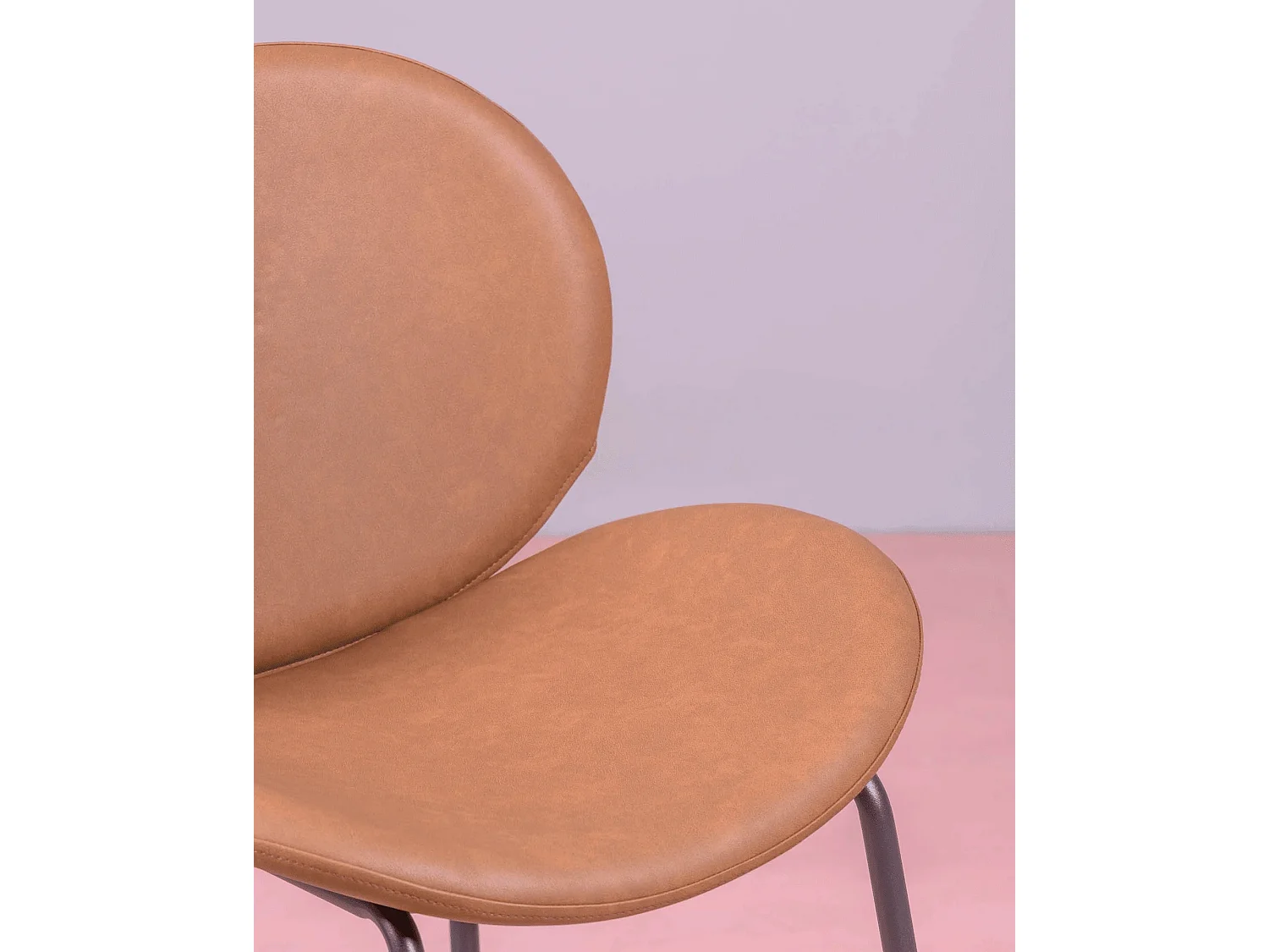 Kavel van 4 vintage stoelen bekleed met kunstleer - Slice - Bruin