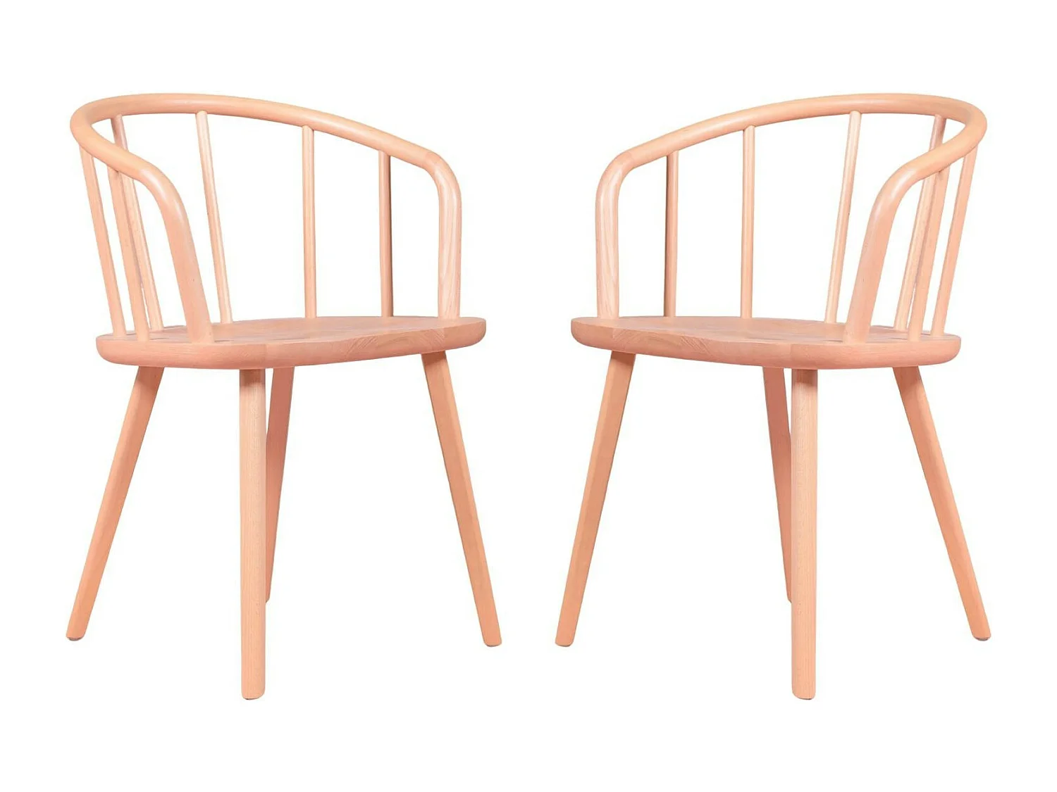 Lot de 2 chaises rustiques avec accoudoirs pour la salle à manger - Organic - Hêtre naturel