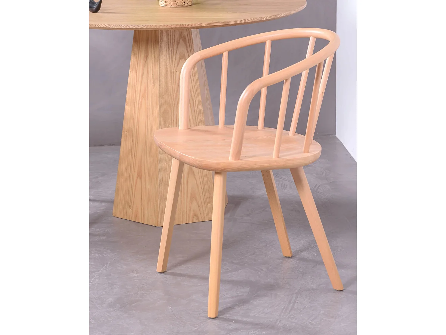 Lot de 2 chaises rustiques avec accoudoirs pour la salle à manger - Organic - Hêtre naturel