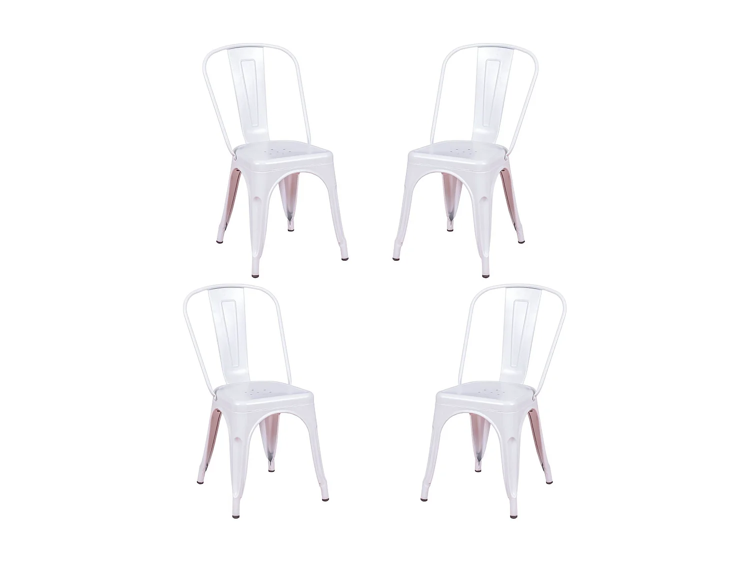 Pack de 4 cadeiras metálicas empilháveis - Bistro - Branco