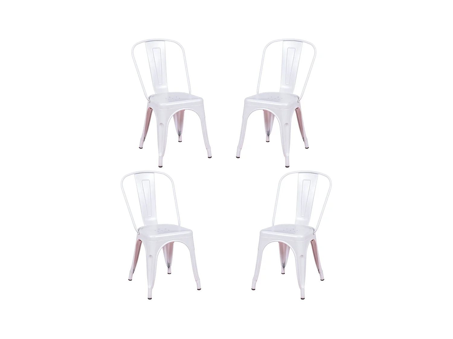 Pack de 4 chaises empilables en métal - Bistro - Blanc