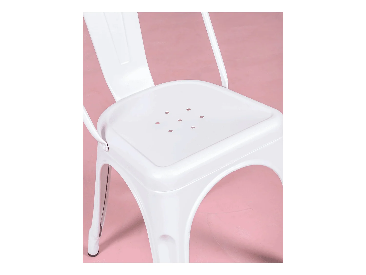 Pack de 4 sillas metálicas apilables - Bistro - Blanco