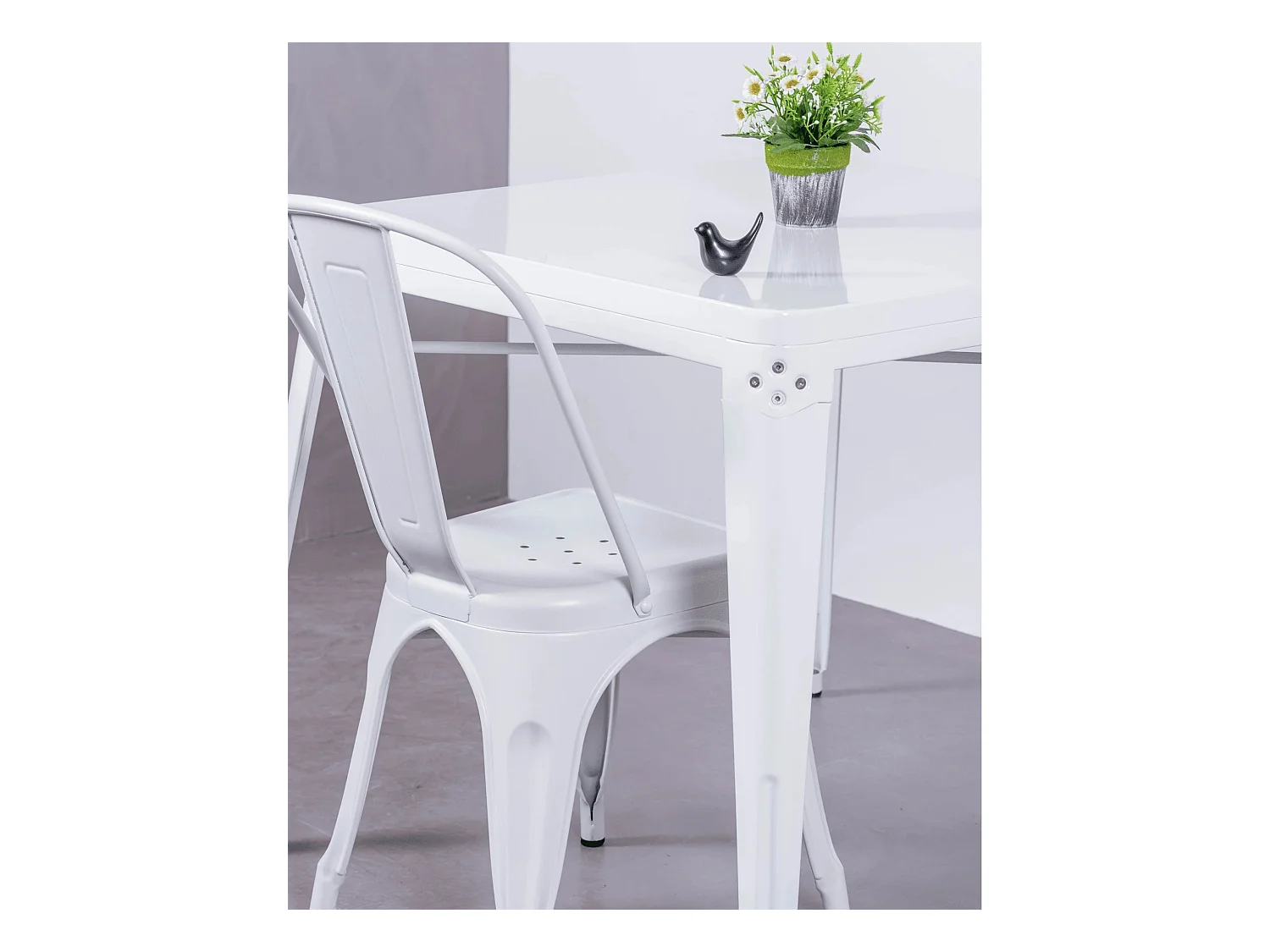 Pack de 4 sillas metálicas apilables - Bistro - Blanco