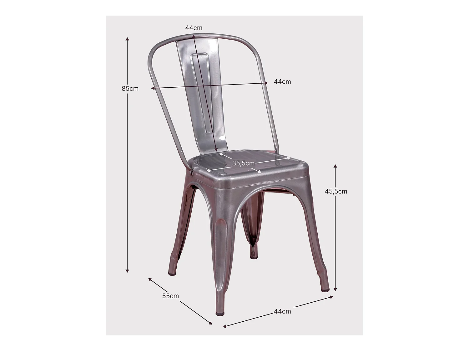 Pack de 4 sillas metálicas apilables - Bistro - Blanco