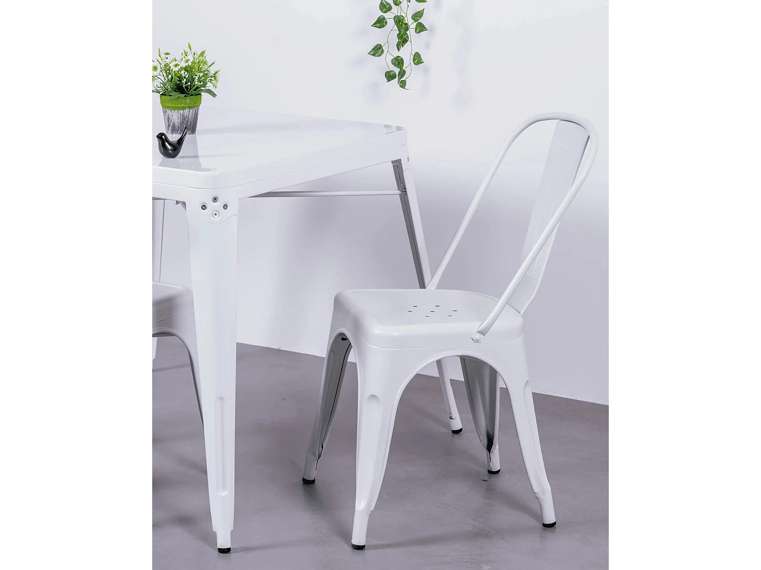 Set van 4 stapelbare metalen stoelen - Bistro - Wit