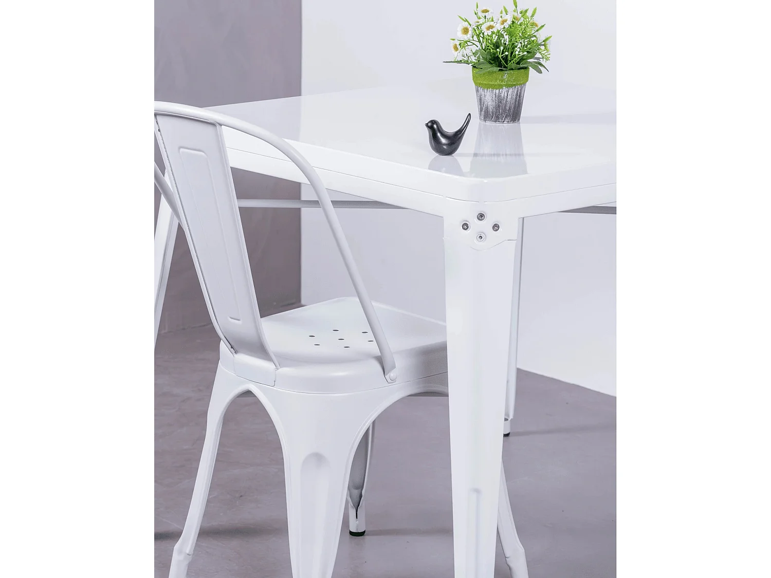 Set van 4 stapelbare metalen stoelen - Bistro - Wit