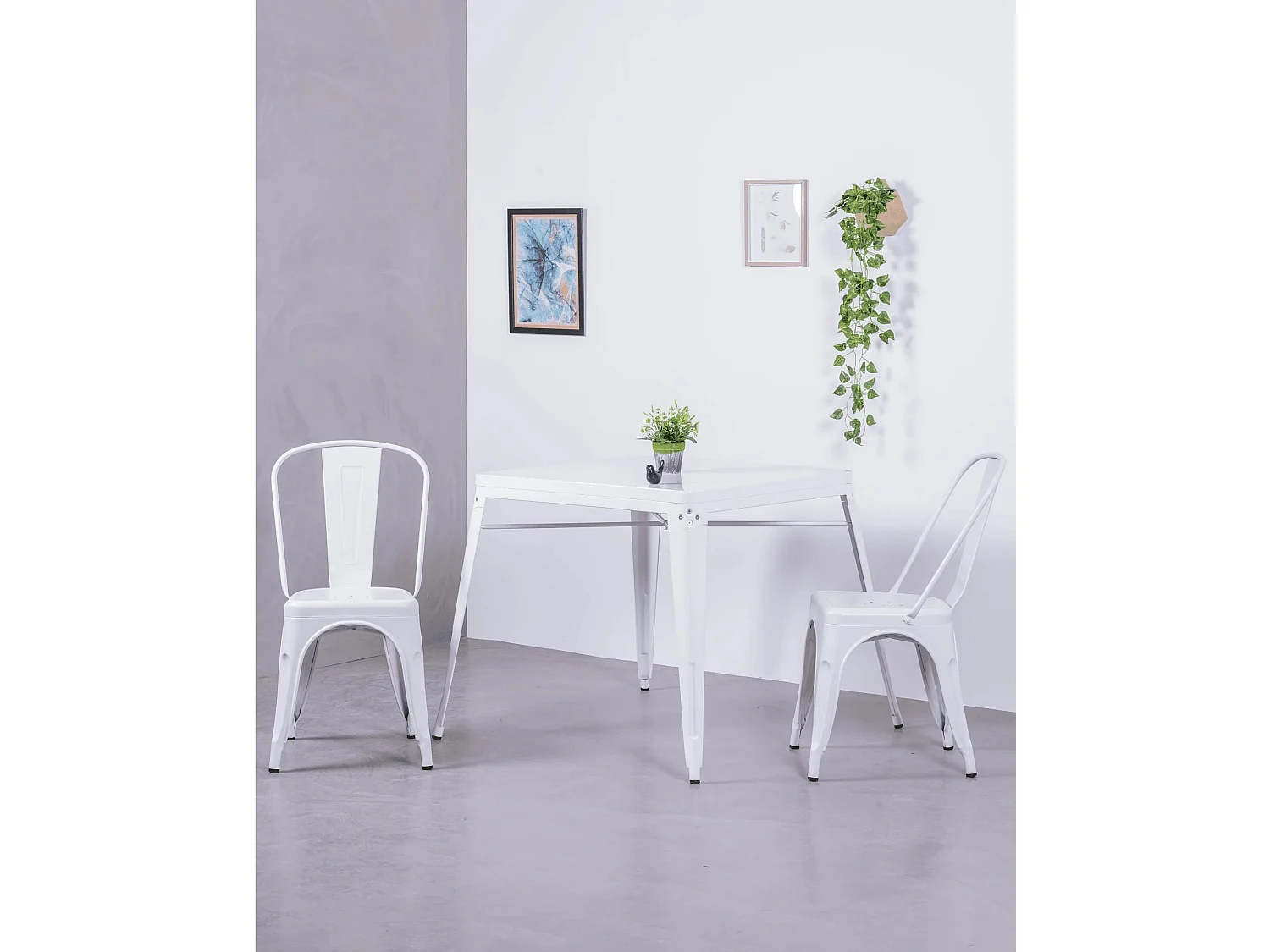 Set van 4 stapelbare metalen stoelen - Bistro - Wit