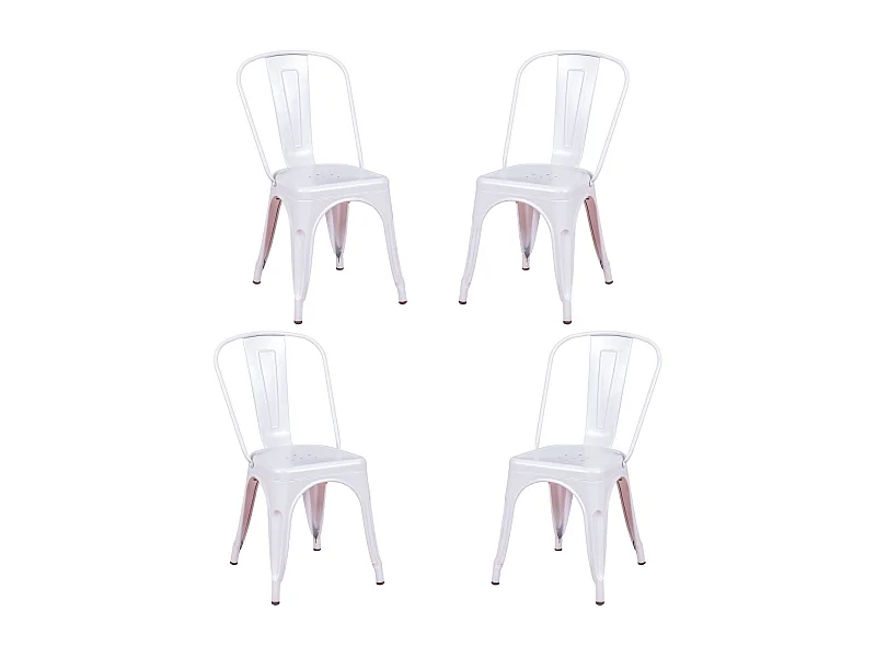 Packung mit 4 stapelbaren Metallstühlen - Bistro - Weiß