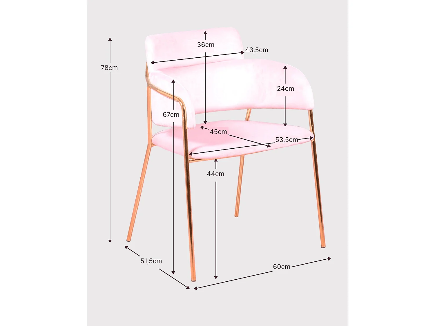 Lot de 2 chaises design recouvertes de velours - Cruiser - Rose