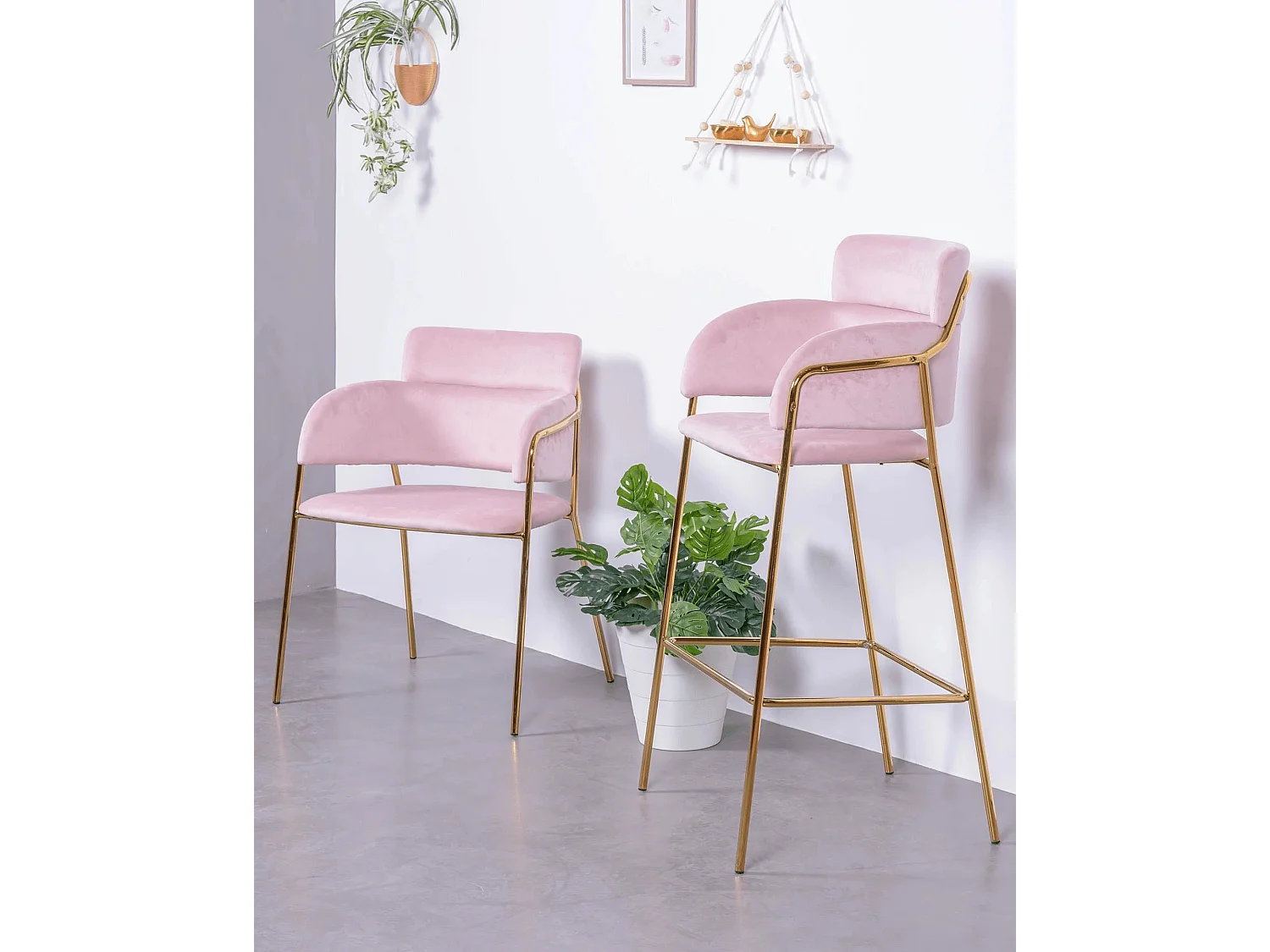 Lot de 2 chaises design recouvertes de velours - Cruiser - Rose