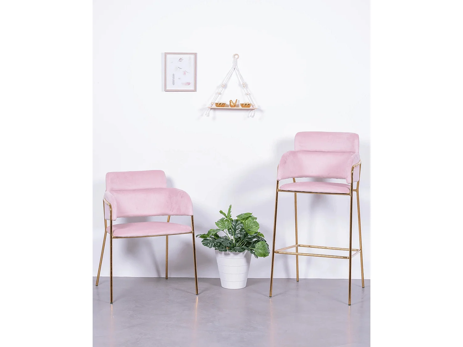 Lot de 2 chaises design recouvertes de velours - Cruiser - Rose
