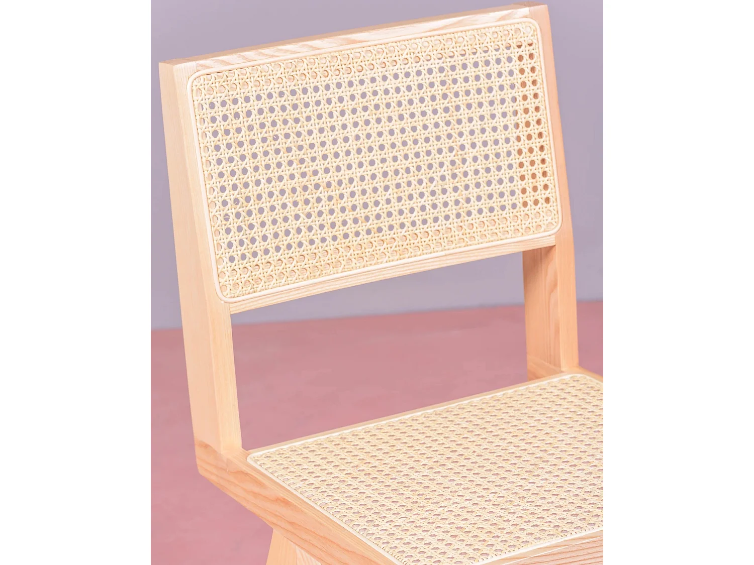 Lot de 2 chaises classiques en bois et rotin naturel - Compass - Frêne naturel