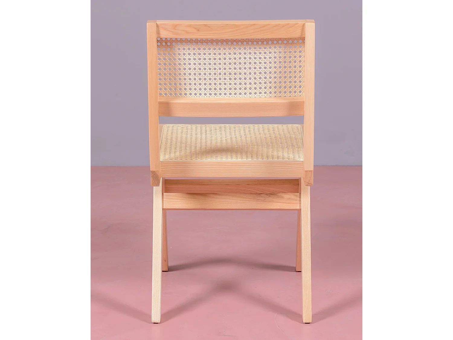 Lot de 2 chaises classiques en bois et rotin naturel - Compass - Frêne naturel