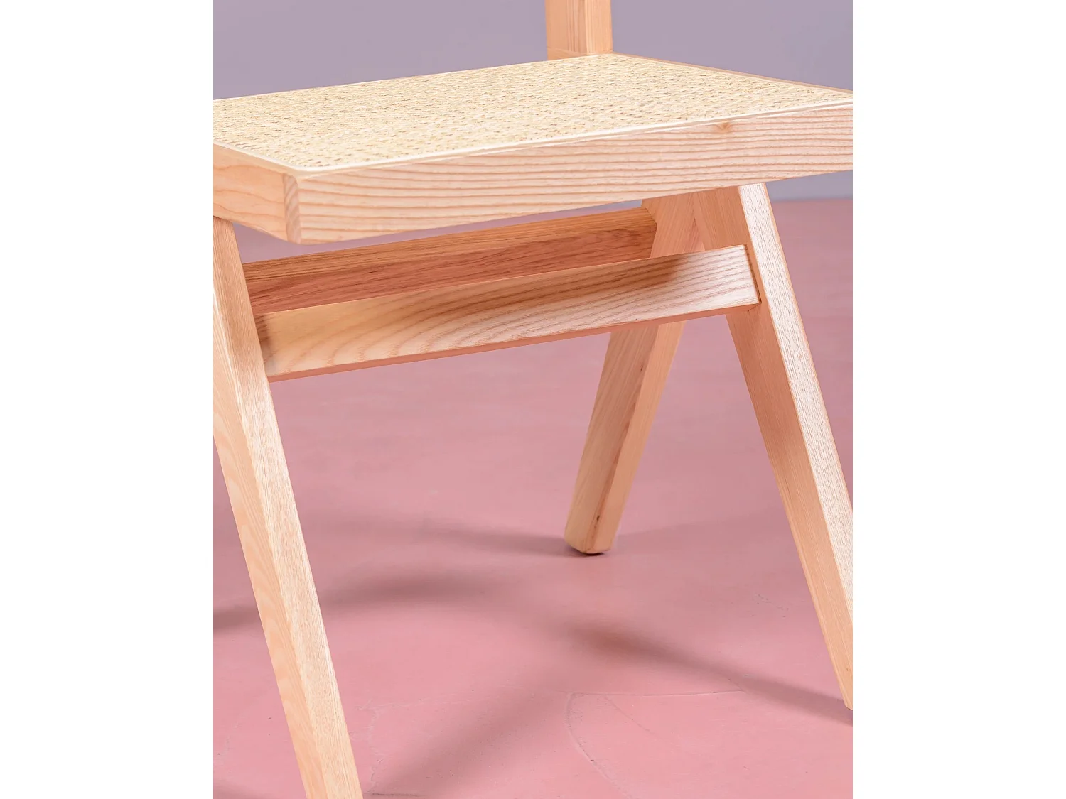 Lot de 2 chaises classiques en bois et rotin naturel - Compass - Frêne naturel