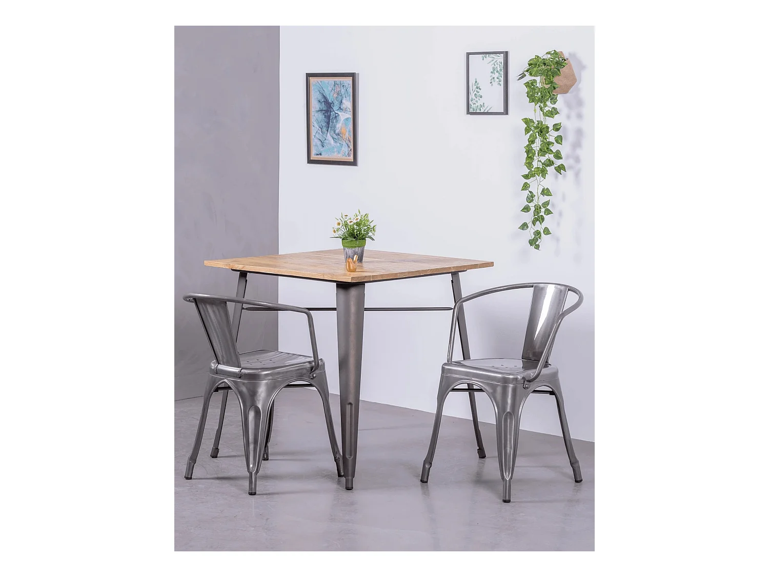 Packung mit 4 Metallstühlen mit Armlehnen - Bistro - Metall