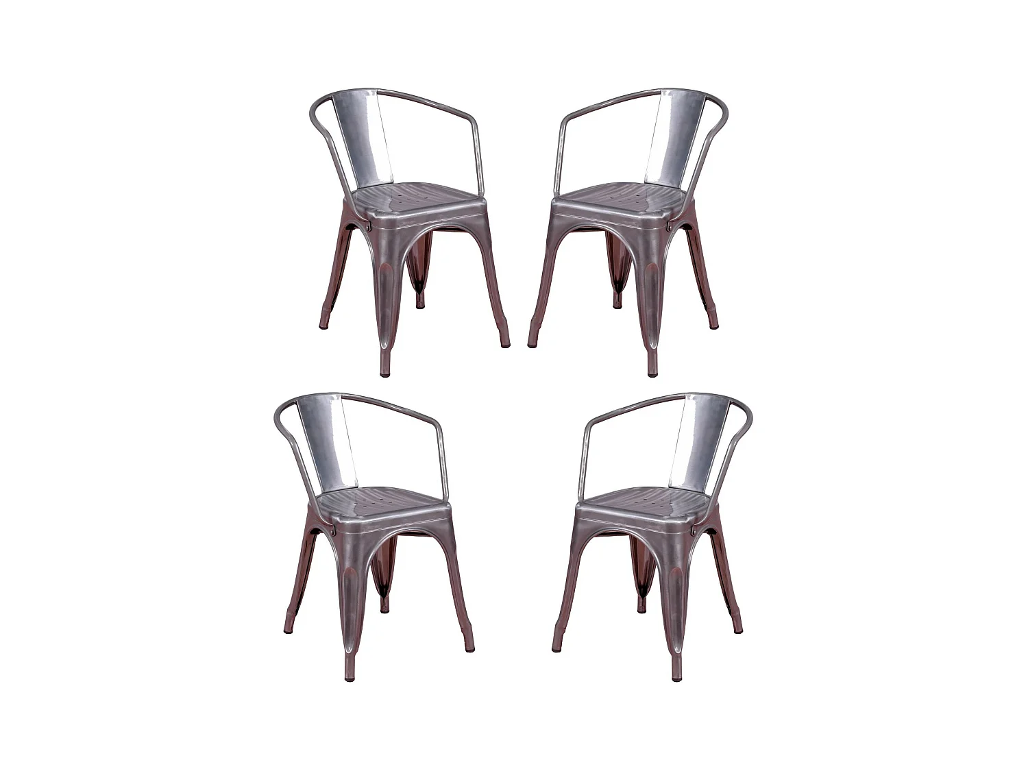 Lot de 4 chaises en métal avec accoudoirs - Bistro - Métal