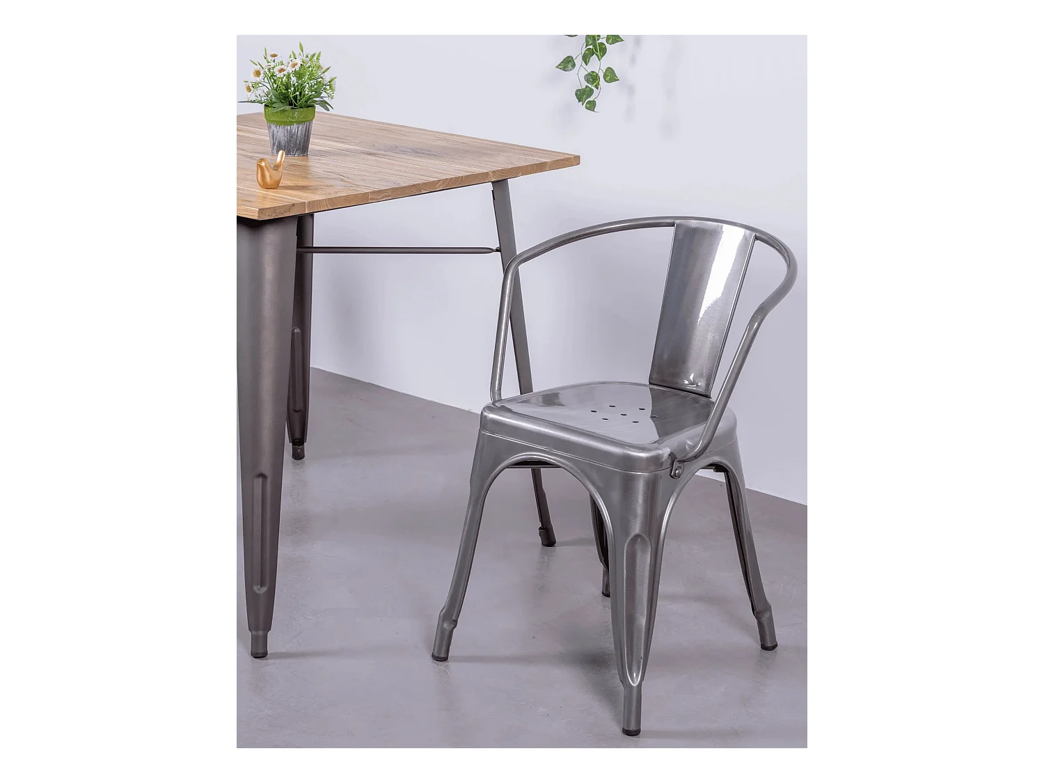 Conjunto de 4 cadeiras metálicas com braços - Bistro - Metal