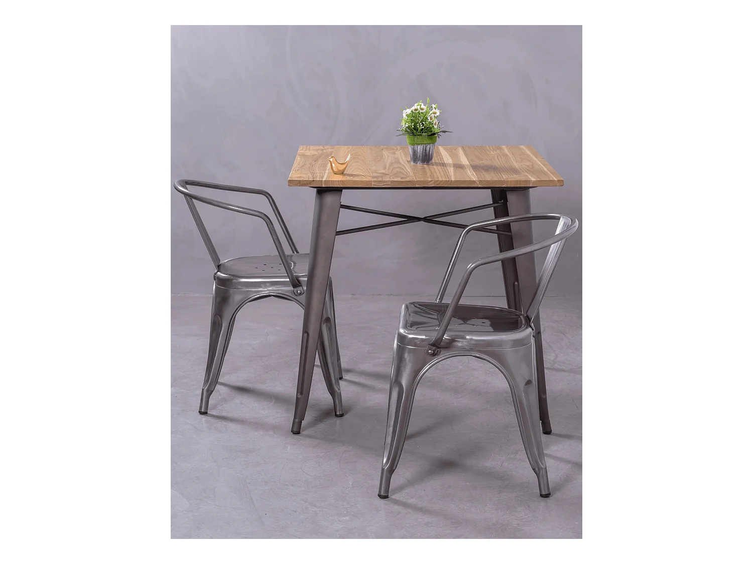 Conjunto de 4 cadeiras metálicas com braços - Bistro - Metal