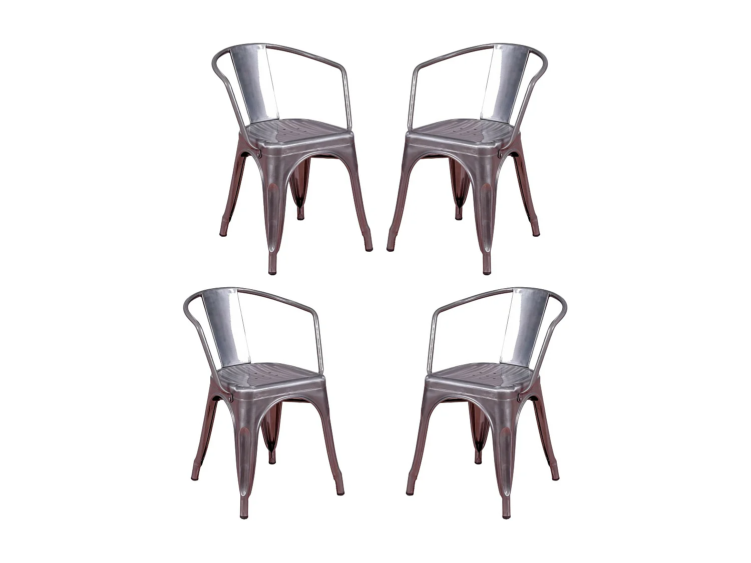Lot de 4 chaises en métal avec accoudoirs - Bistro - Métal