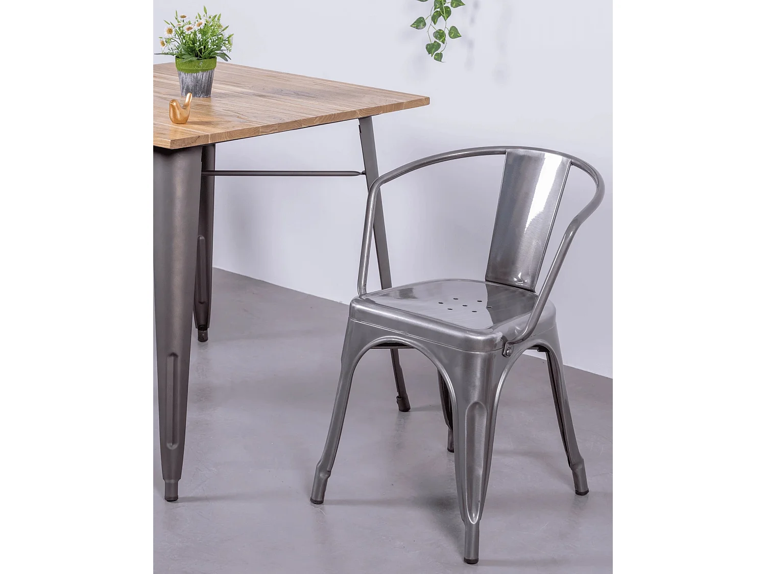 Lot de 4 chaises en métal avec accoudoirs - Bistro - Métal