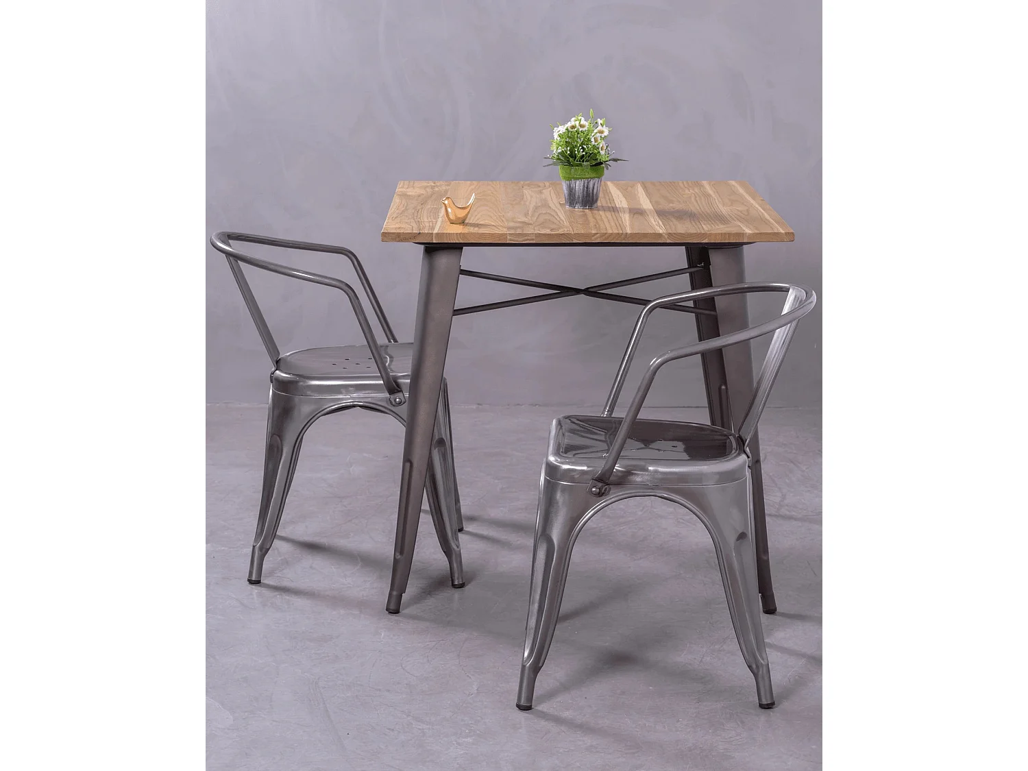 Lot de 4 chaises en métal avec accoudoirs - Bistro - Métal