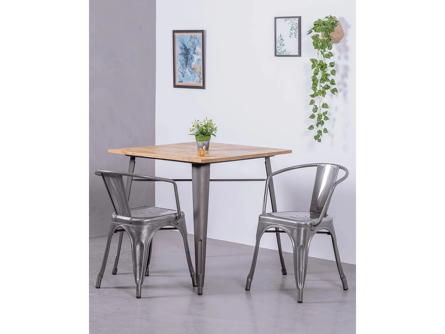 Lot de 4 chaises en métal avec accoudoirs - Bistro - Métal