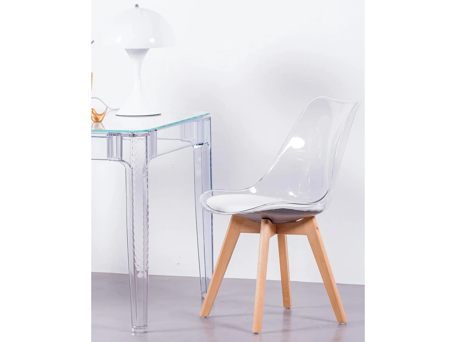 Pack de 4 cadeiras escandinavas com assento transparente - Verona - Transparente