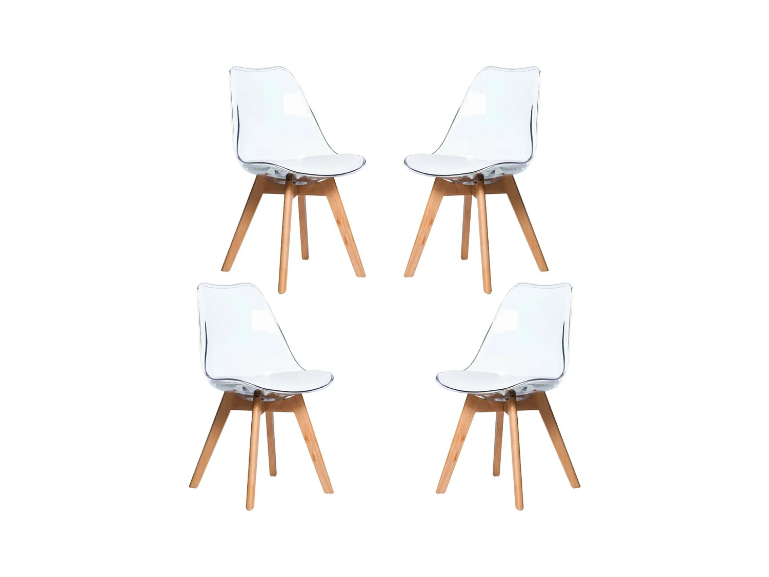 Pack de 4 chaises scandinaves avec assise transparente - Verona - Transparent