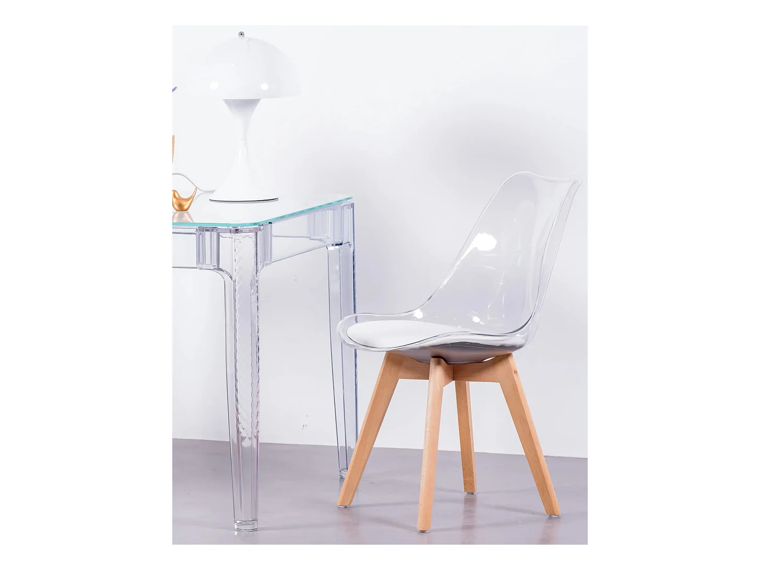 Set van 4 Scandinavische stoelen met transparante zitting - Verona - Transparant