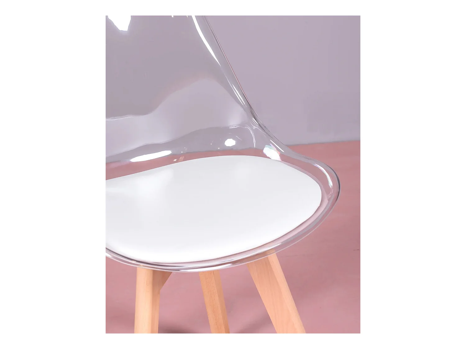 Set van 4 Scandinavische stoelen met transparante zitting - Verona - Transparant