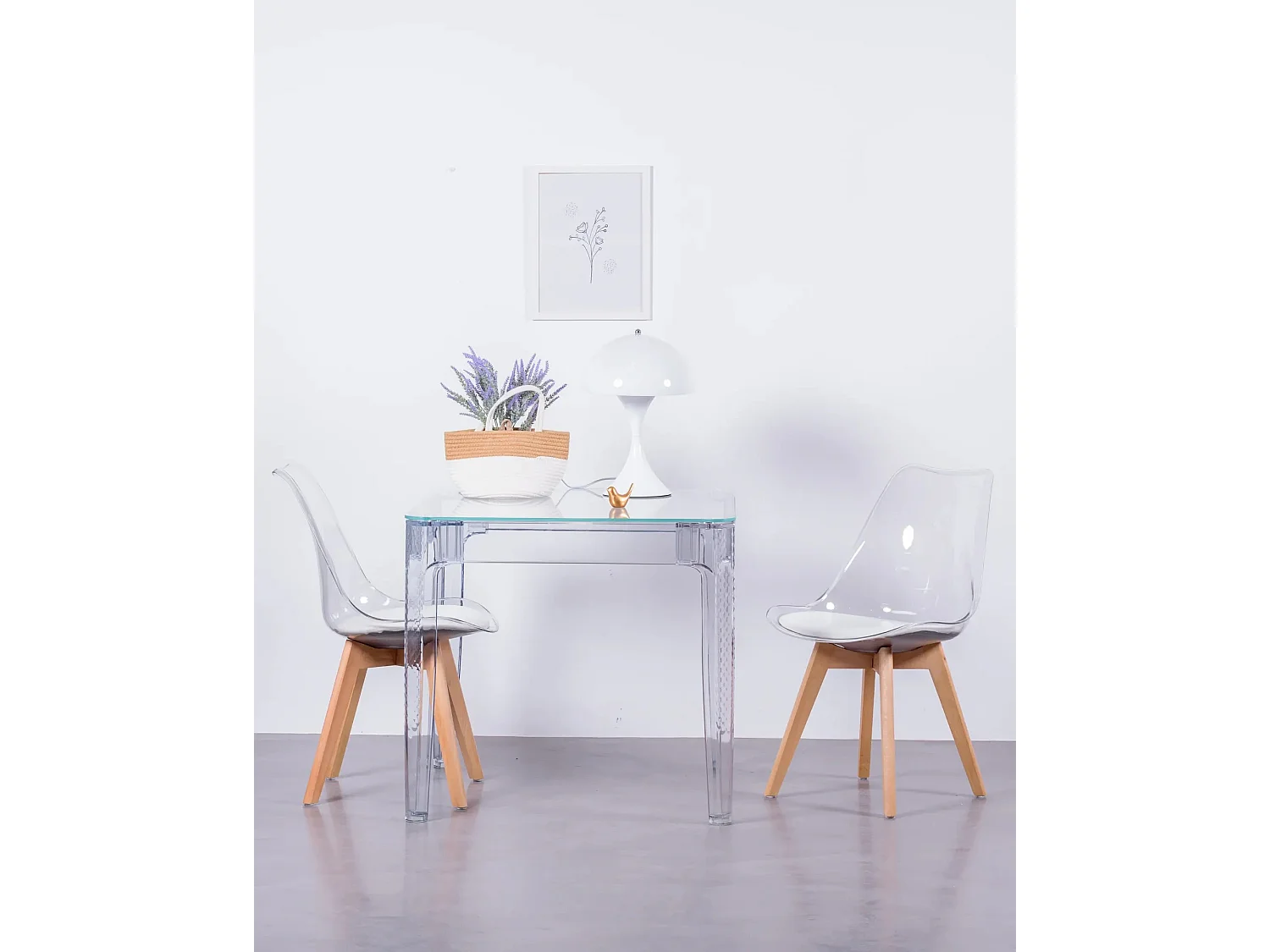 Set van 4 Scandinavische stoelen met transparante zitting - Verona - Transparant