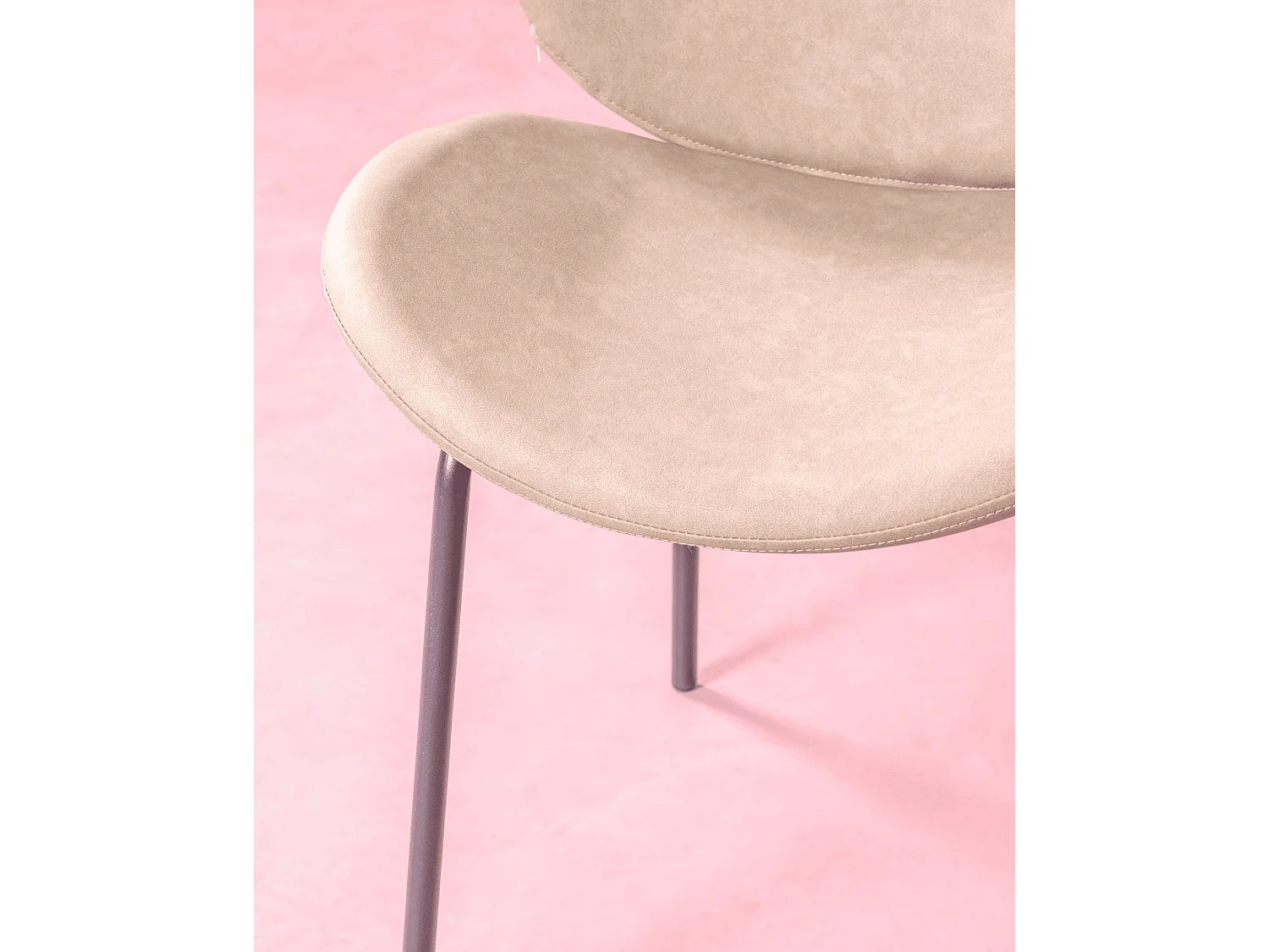 Lot de 4 chaises vintage tapissées en simili cuir - Slice - Beige