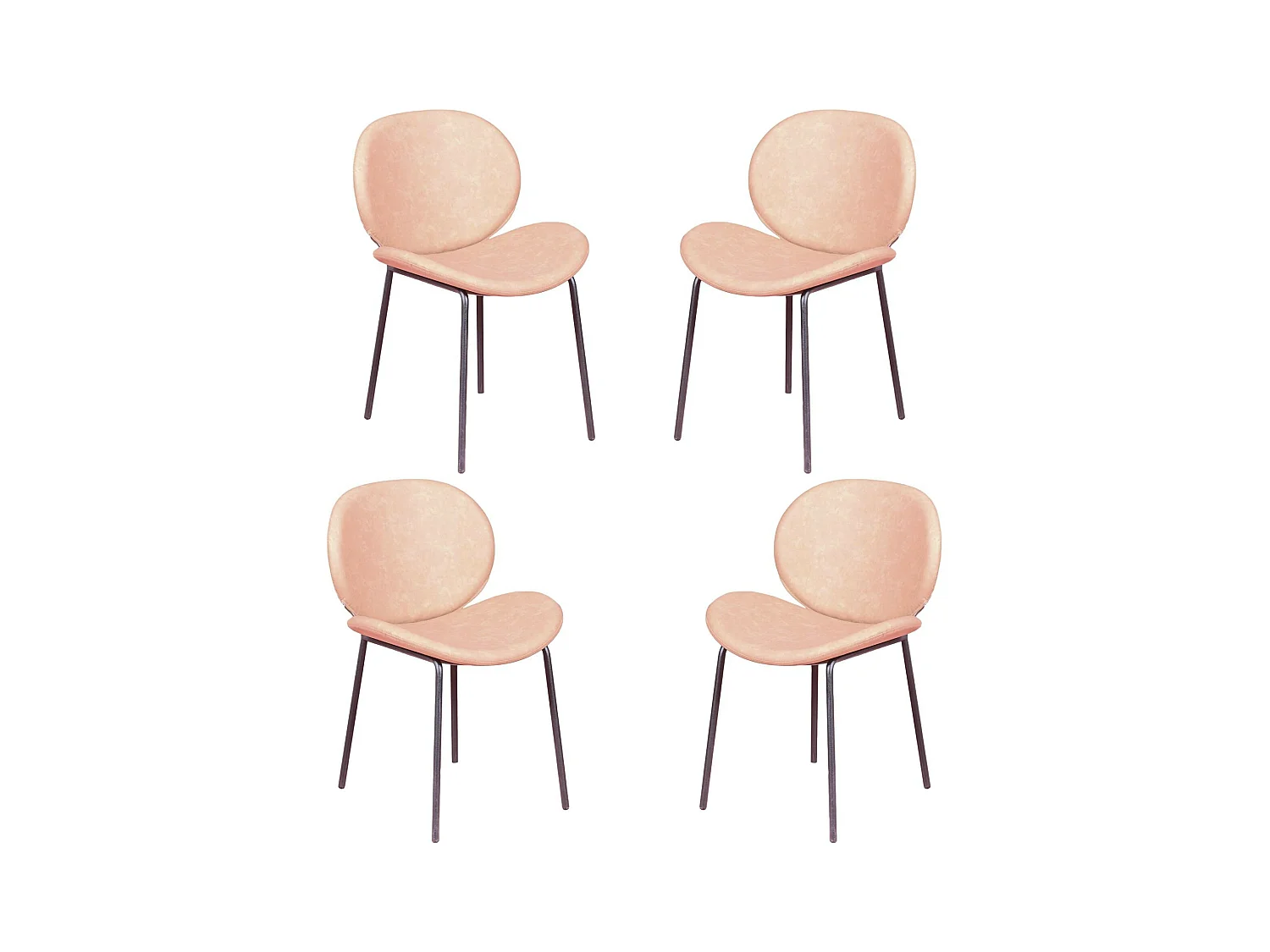 Lot de 4 chaises vintage tapissées en simili cuir - Slice - Beige