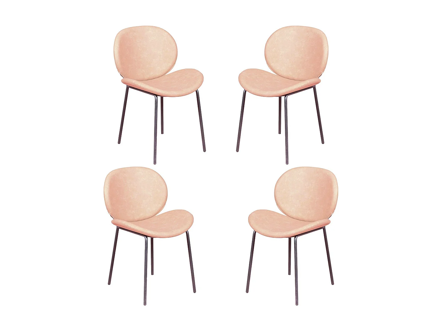 Lot de 4 chaises vintage tapissées en simili cuir - Slice - Beige