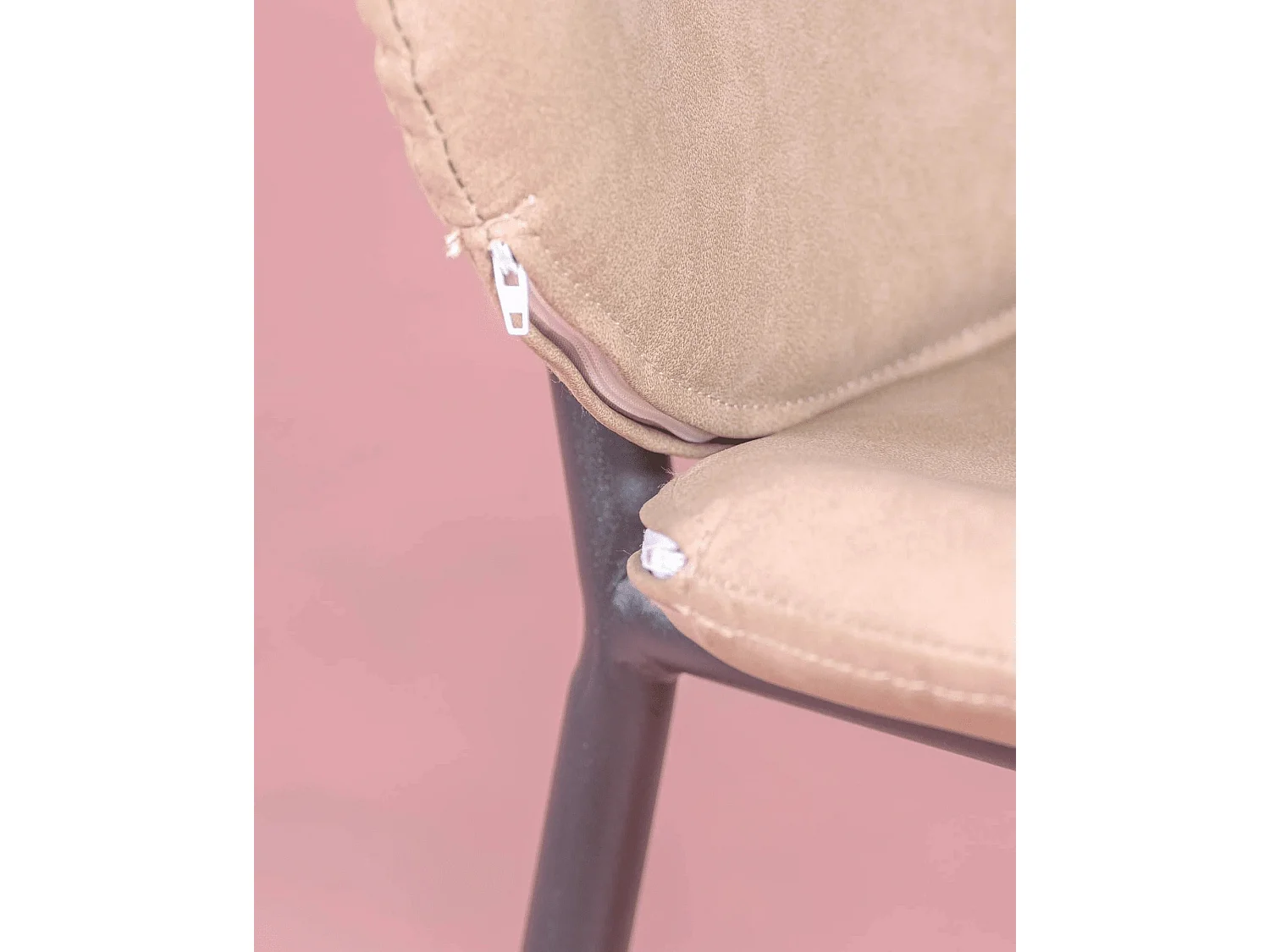 Lot de 4 chaises vintage tapissées en simili cuir - Slice - Beige