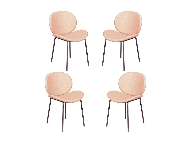 Lot de 4 chaises vintage tapissées en simili cuir - Slice - Beige