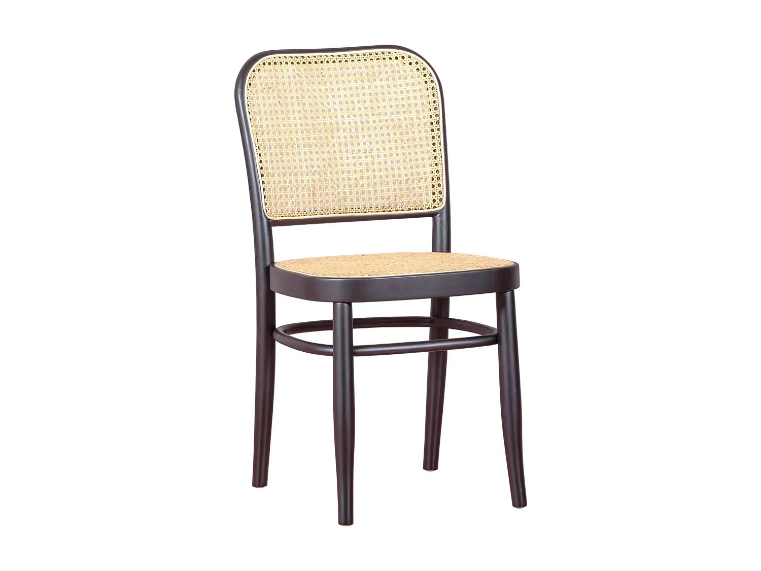 Silla de madera de haya con acabados de ratán natural - Moulin - Negro