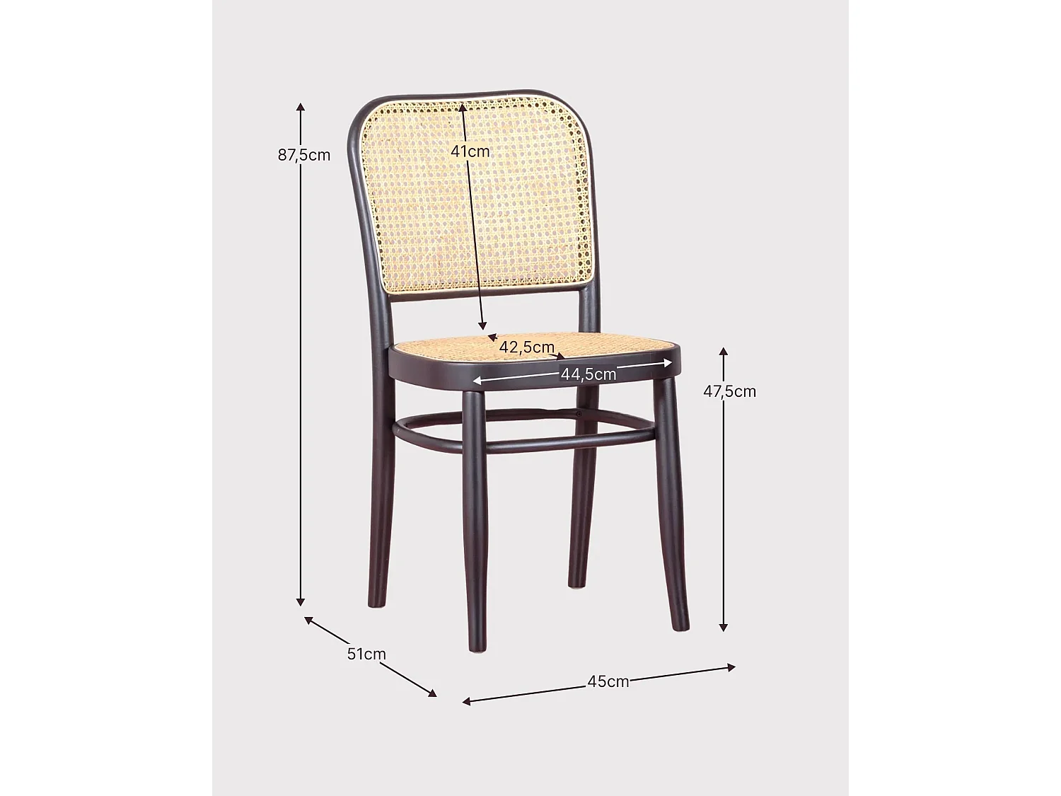Silla de madera de haya con acabados de ratán natural - Moulin - Negro
