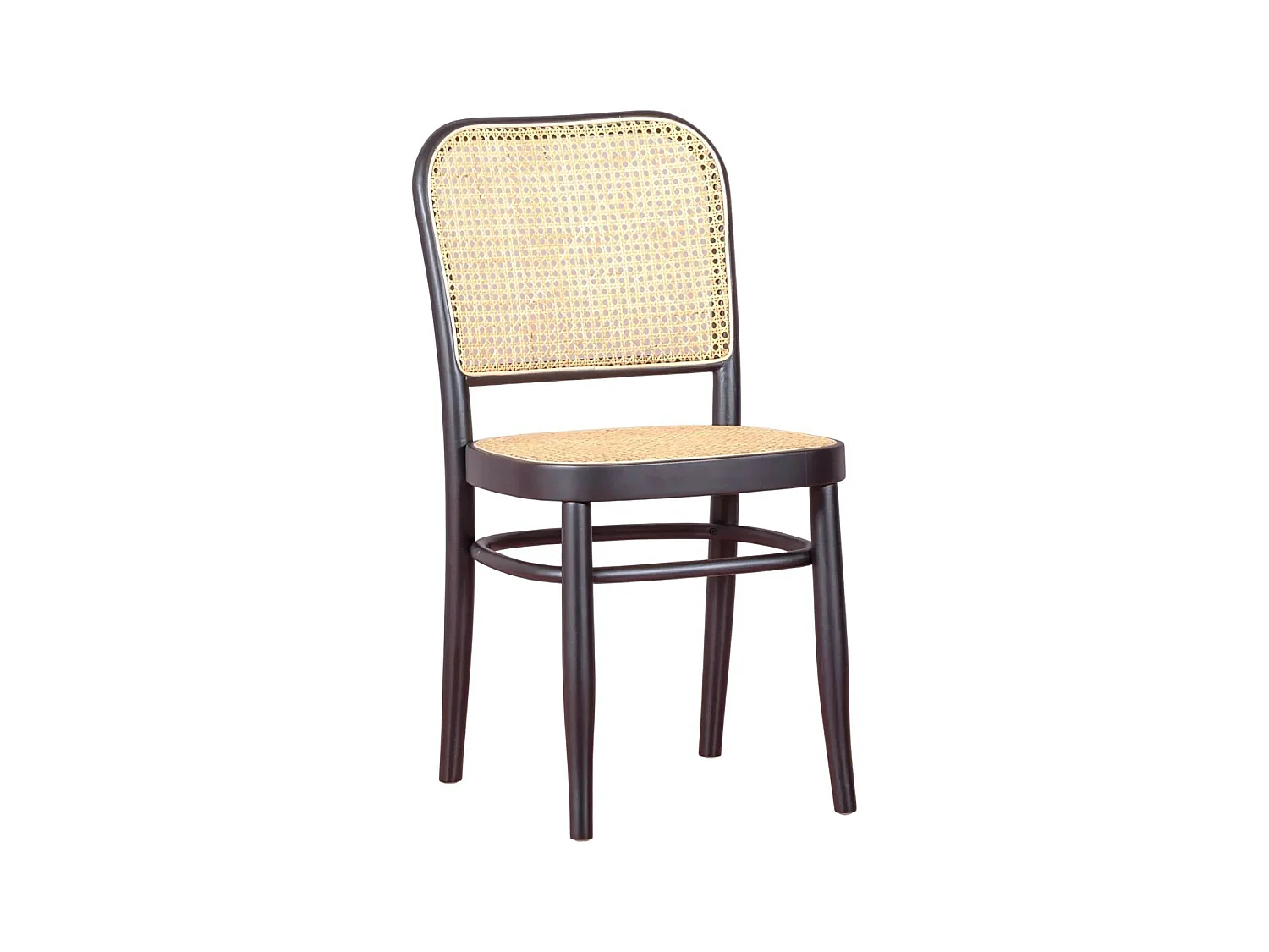 Chaise en bois de hêtre avec finitions en rotin naturel - Moulin - Noir