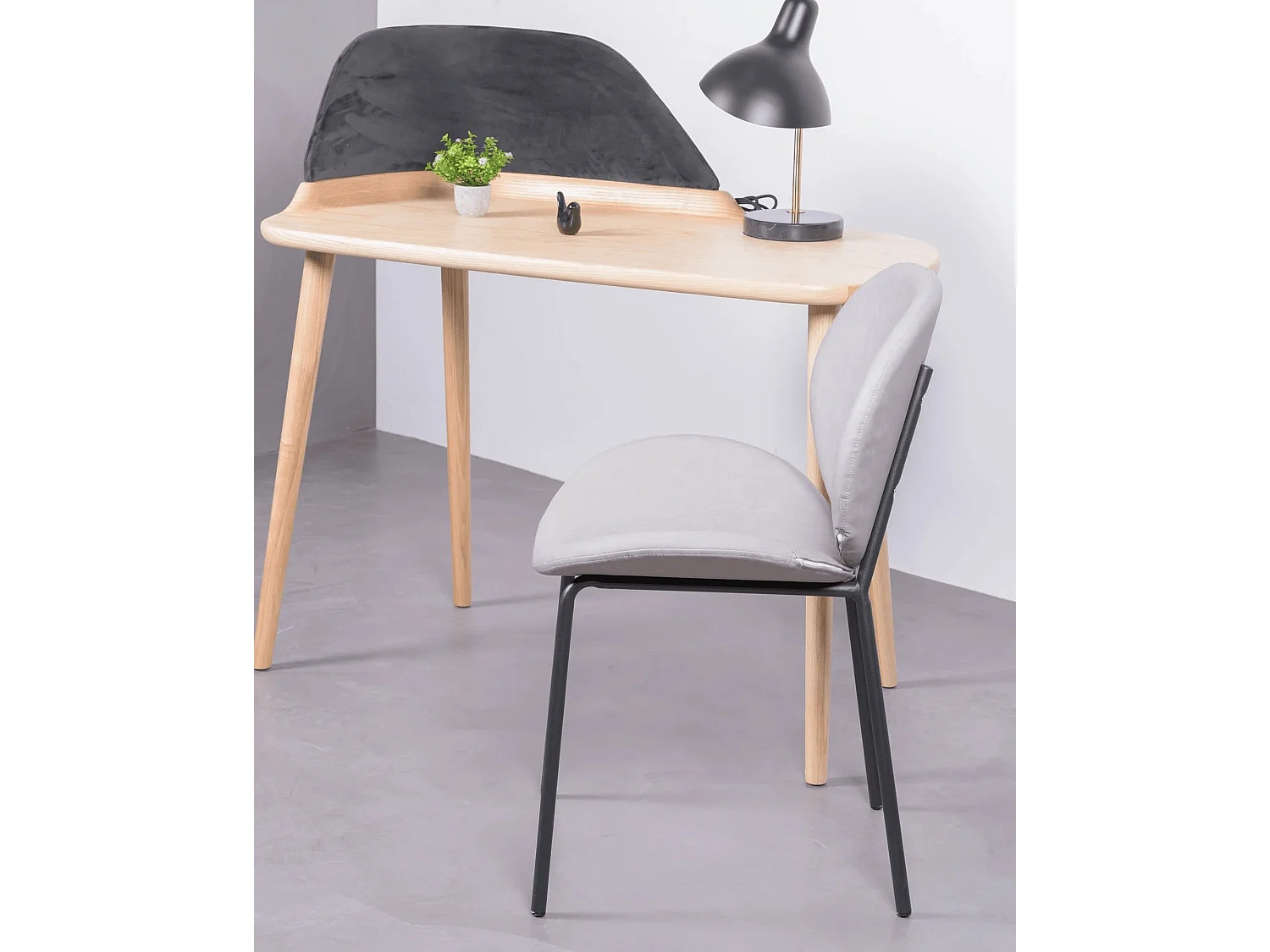 Lot de 4 chaises vintage tapissées en simili cuir - Slice - Gris