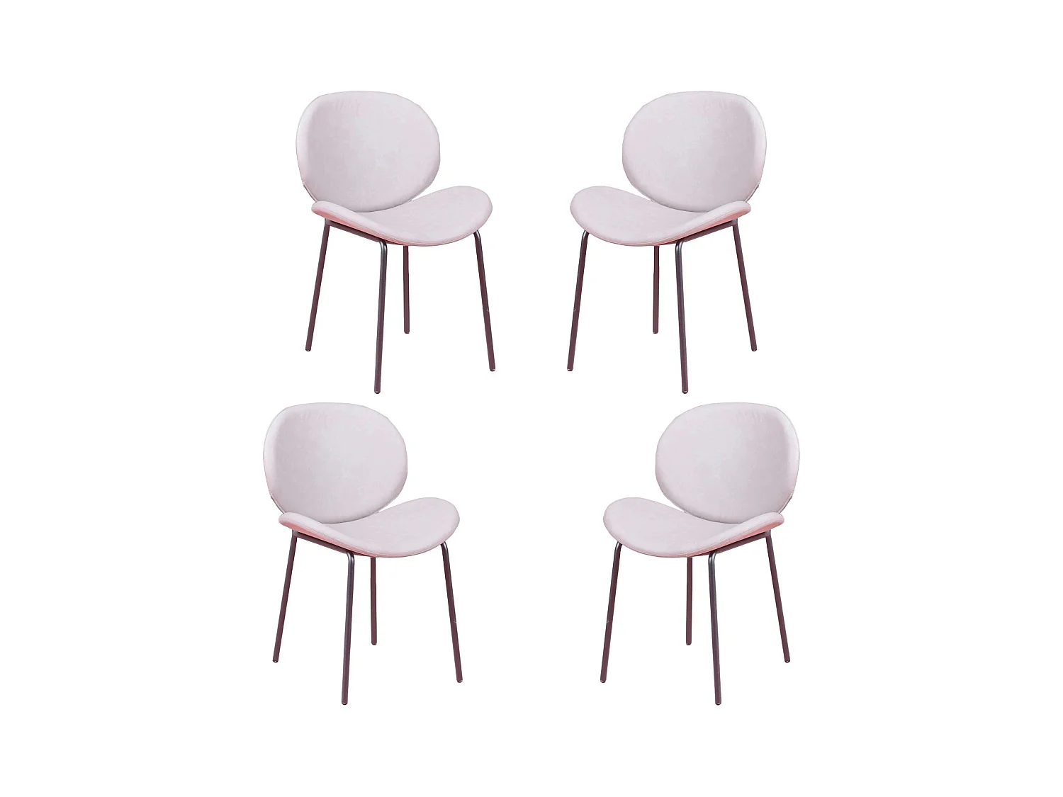Lot de 4 chaises vintage tapissées en simili cuir - Slice - Gris